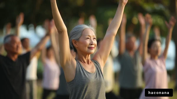 高齢者のストレッチ風景