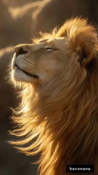 夕日の中のライオン