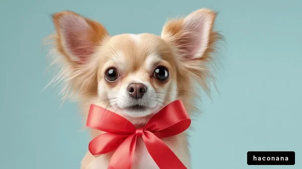可愛い犬とリボン