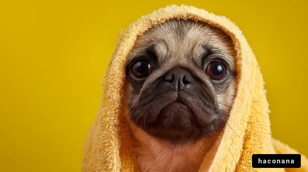 タオルで包まれた犬