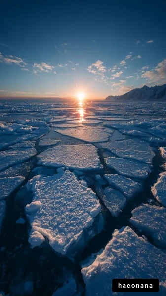 氷の海と夕日