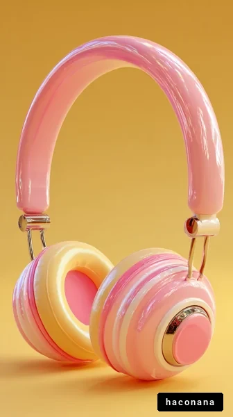 ピンクのヘッドフォン