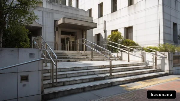 ビルの入り口と階段