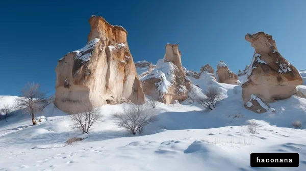 雪に覆われた岩景色
