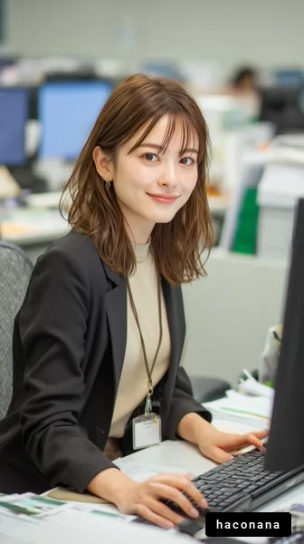 オフィスで働く女性の笑顔