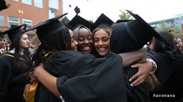 卒業を祝う友人たち