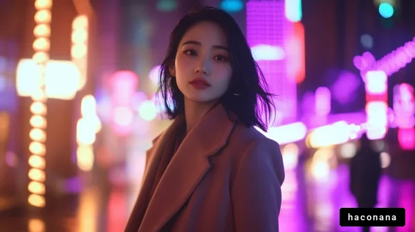 夜の街での美しい女性