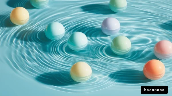 水面に浮かぶカラフルなボール