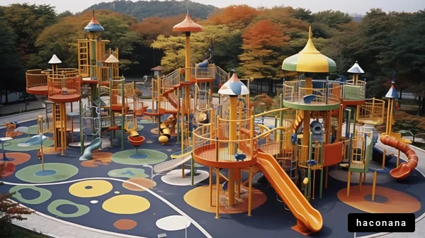 カラフルな遊具の公園