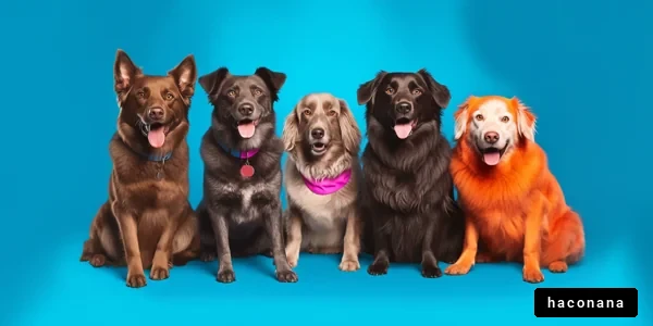 カラフルな犬たちの集合