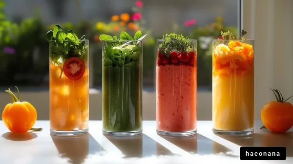 健康的なドリンクの盛り合わせ