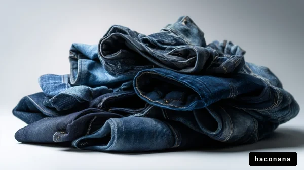 重ねられたジーンズ