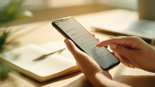 スマートフォンを操作する手