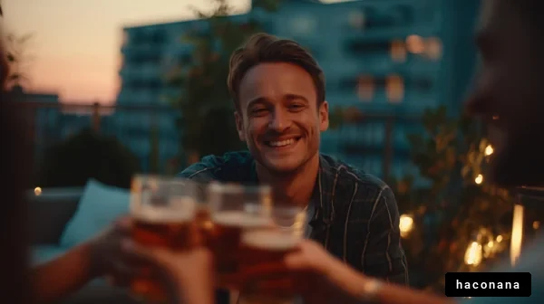 屋外で乾杯する瞬間