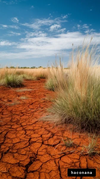 赤土と草原の風景
