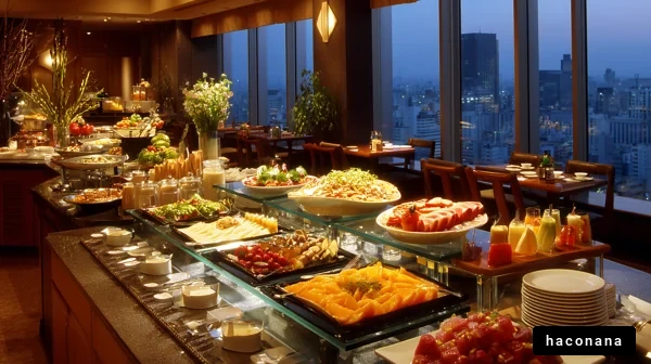 高層ビルのビュッフェ