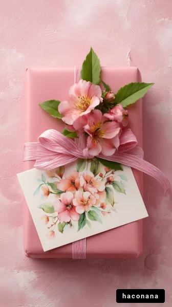 ピンクのラッピングギフト