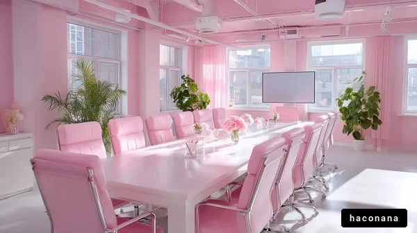 ピンクの会議室デザイン