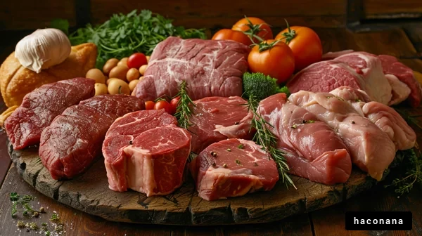 新鮮な肉類の盛り合わせ