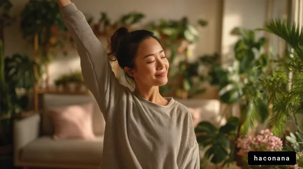 リラックスした女性の朝