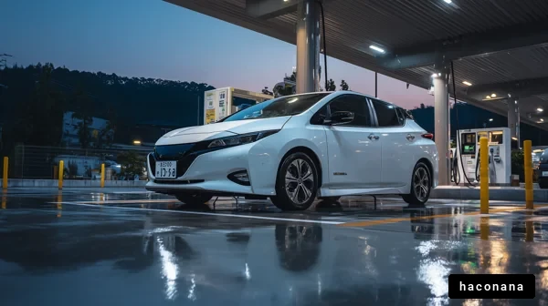 夜のガソリンスタンドの風景