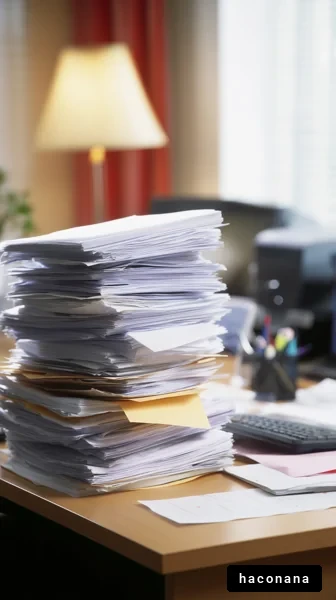 書類が山積みのデスク