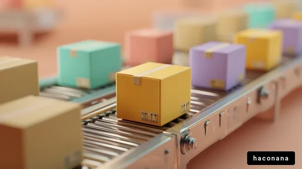 カラフルな箱のコンベヤー