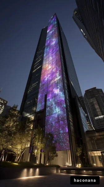 夜空に輝くビルの景観