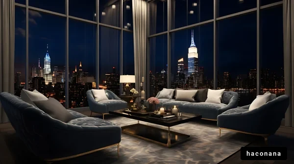 夜景の見えるラグジュアリーなリビング