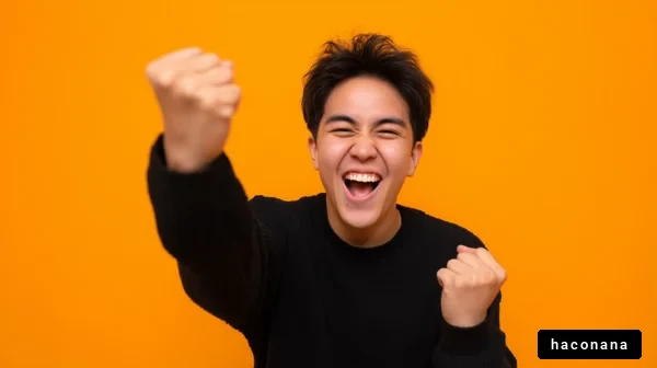 喜びの表現と勝利の瞬間