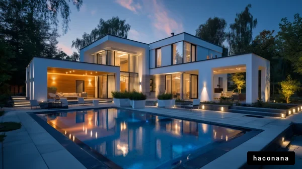 現代的な家とプール