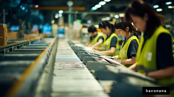 工場で働く人々