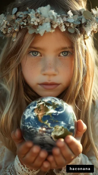 地球を抱く少女の肖像