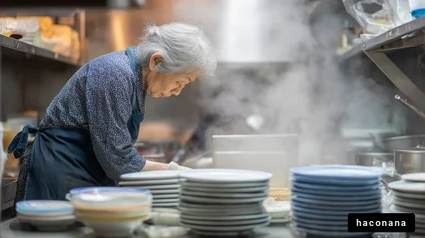 料理するおばあさんの姿