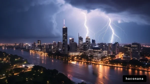 雷雨の都市風景