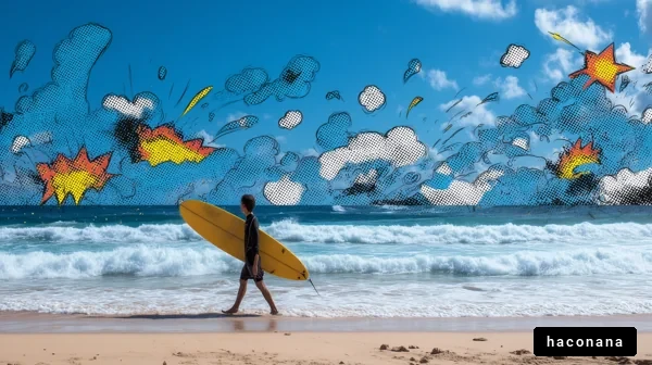 ビーチでサーフィンを楽しむ