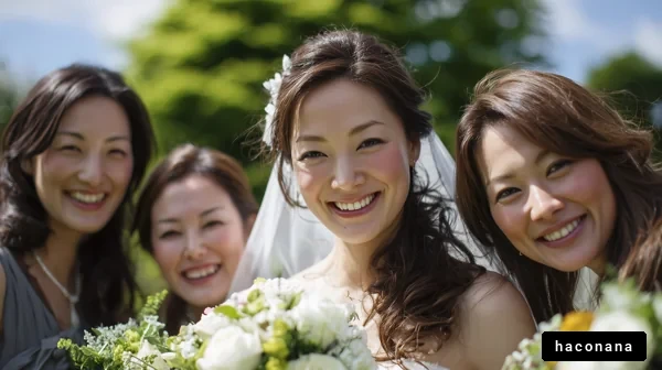 明るい結婚式の笑顔