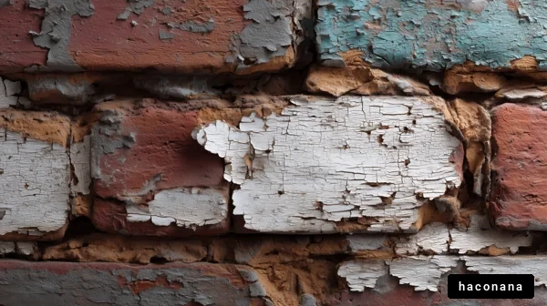 剥がれたレンガの壁