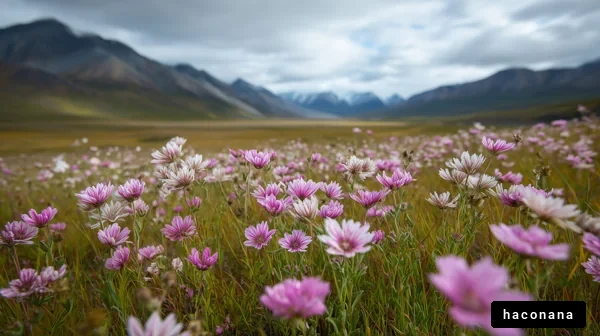 美しい花畑と山々