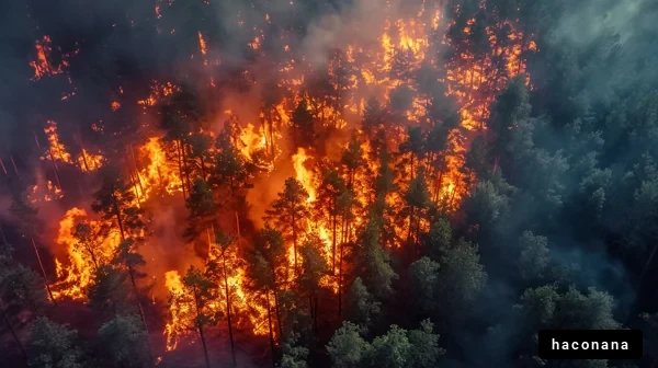 燃える森林の風景