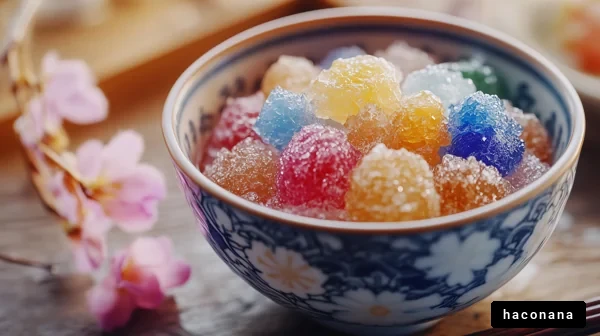 カラフルな和菓子の盛り付け