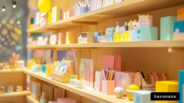 カラフルな文房具の棚