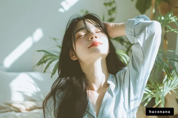 自然光を浴びる女性