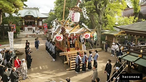 神社の祭りの風景