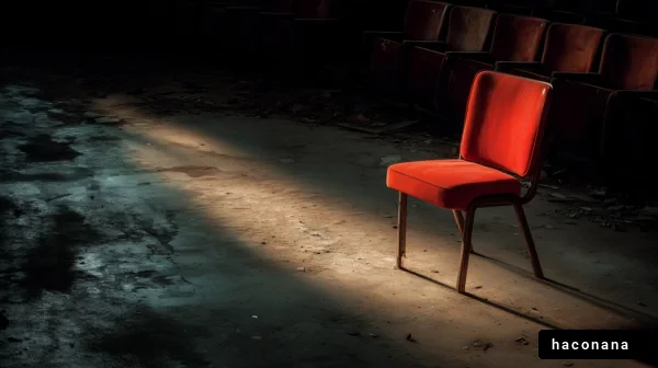 暗い場所の赤い椅子