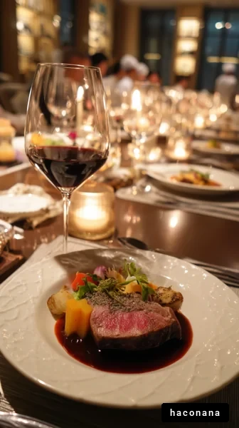 高級料理とワインの夕食