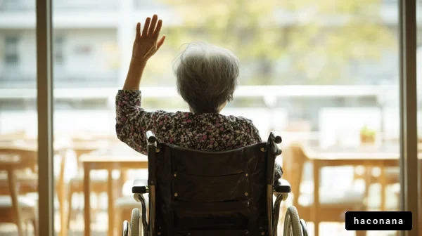 窓の外を見つめる高齢者