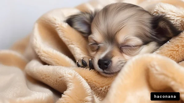 毛布に包まれた子犬