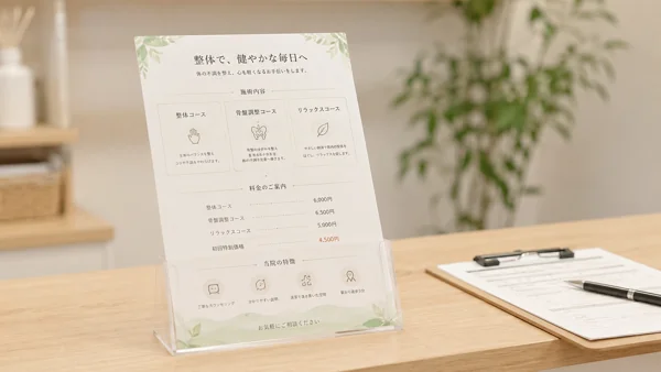 整体院の料金案内パンフレット