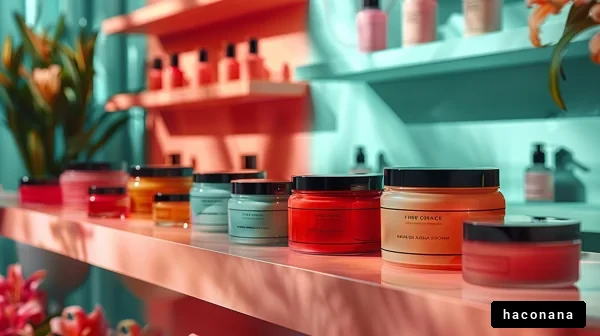 カラフルな化粧品の棚